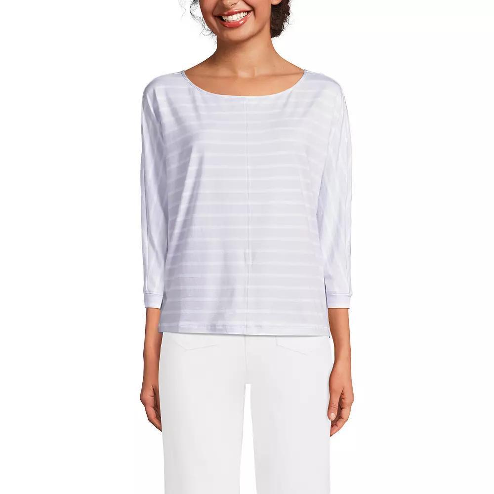 Women's Lands End Lightweight Jersey Boatneck Dolman Sleeve Top, Size: Medium, White Product Image