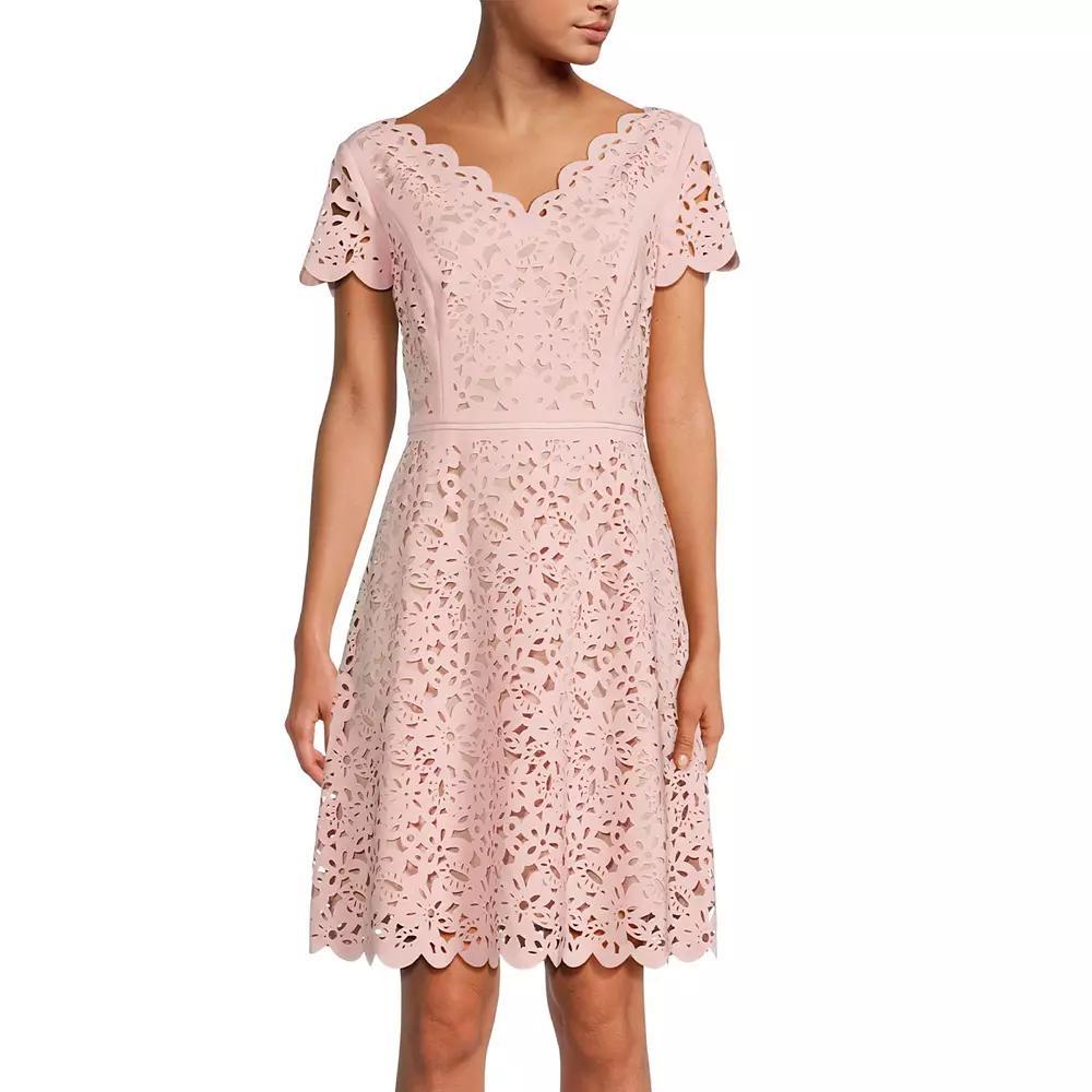 Women's Focus By Shani Cutout Overlay A-Line Dress, Size: 8, Pale Blue Nude Product Image