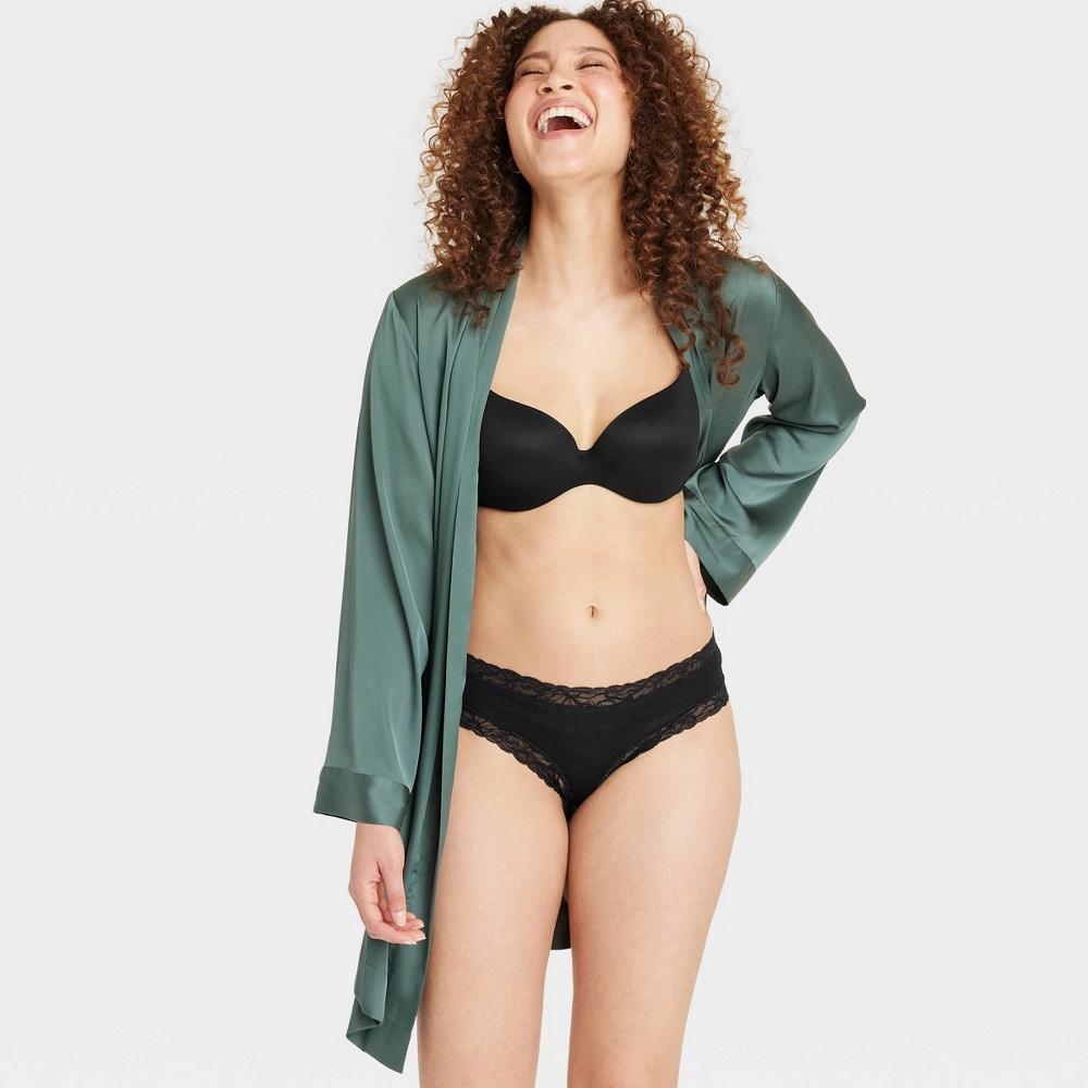 Women's Cotton Blend Cheeky Underwear with Lace - Auden™ Black XS Product Image