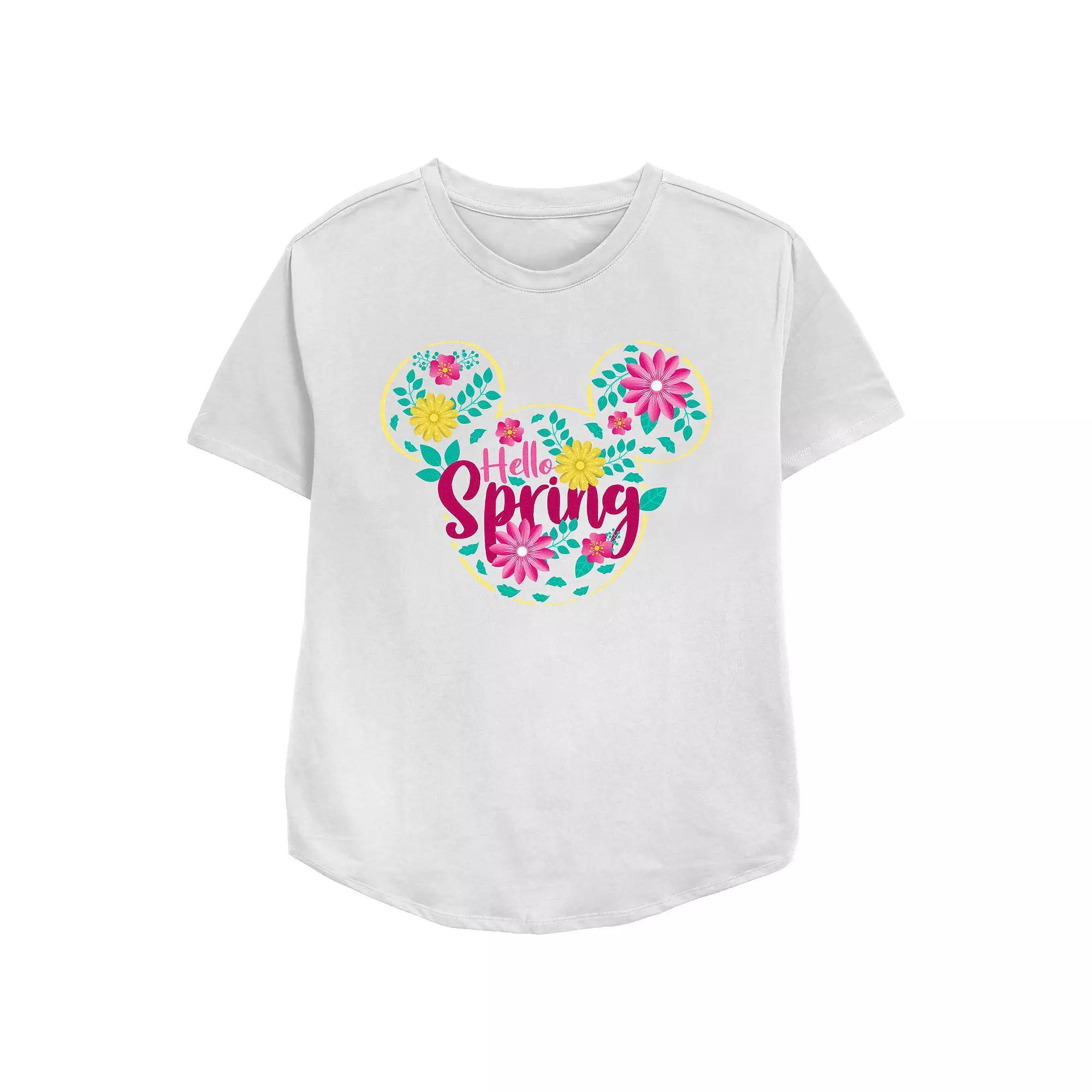 Disney's Mickey Mouse Hello Spring Women's Relaxed Fit Graphic Tee, Size: XXL, White Product Image