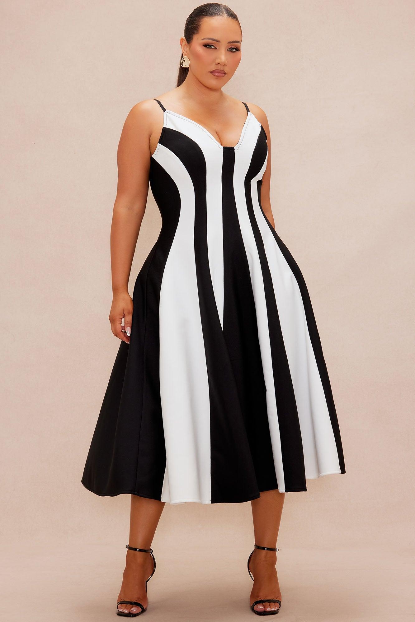 Diana Bandage Maxi Dress - Black/White Product Image