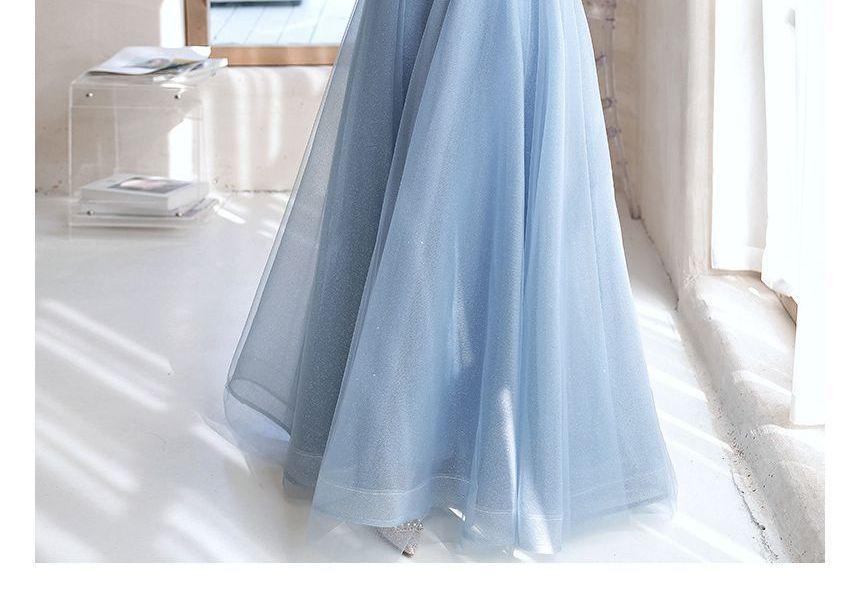 Off-Shoulder Sequin A-Line Evening Gown / Midi Dress Product Image