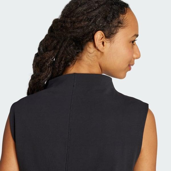adidas Essentials Slim High-Neck Tank Top Black L Womens Product Image