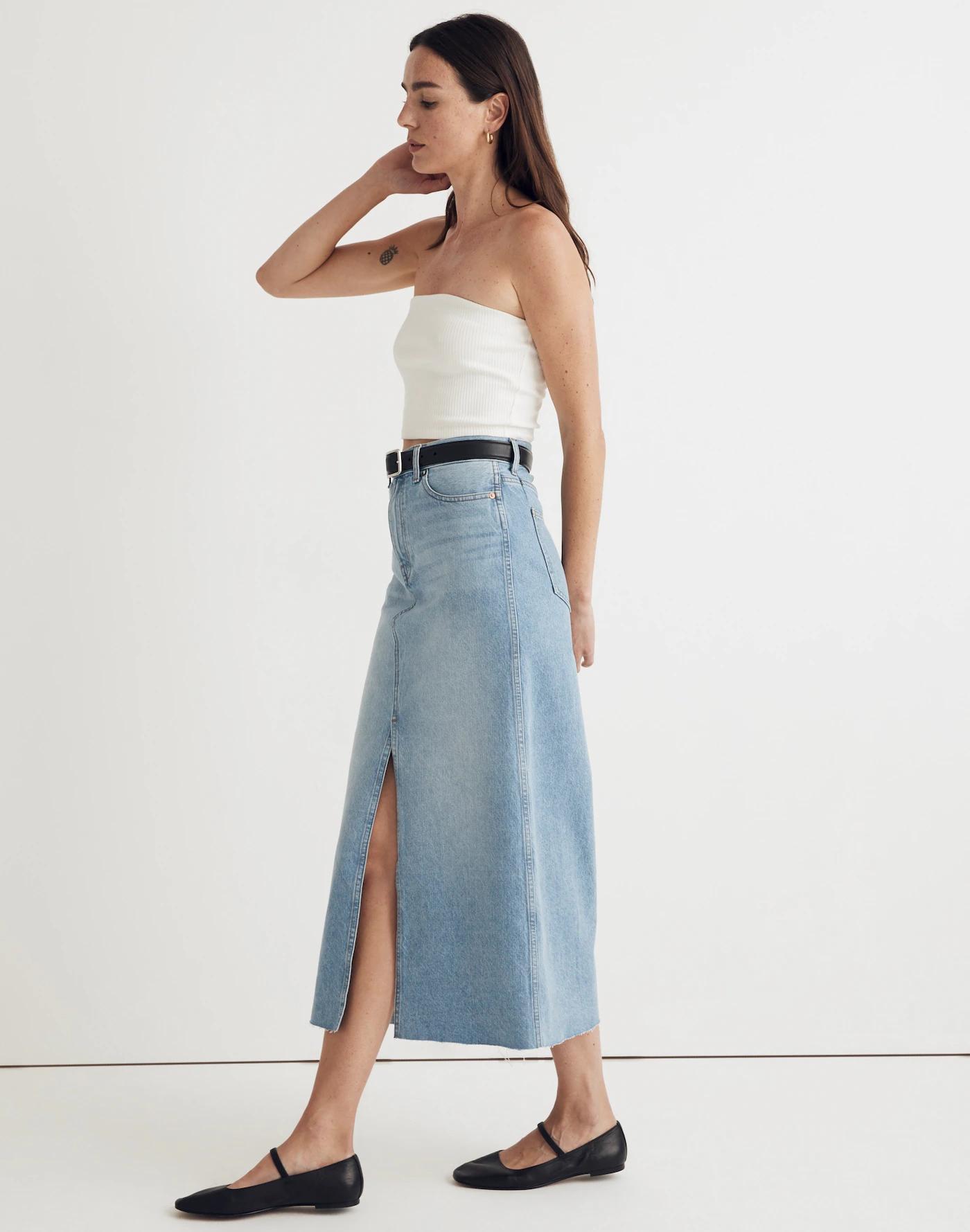 Denim Maxi Skirt in Merrimon Wash Product Image