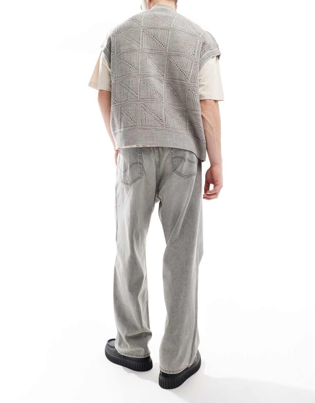 Jack & Jones ron skater fit jeans in gray wash Product Image