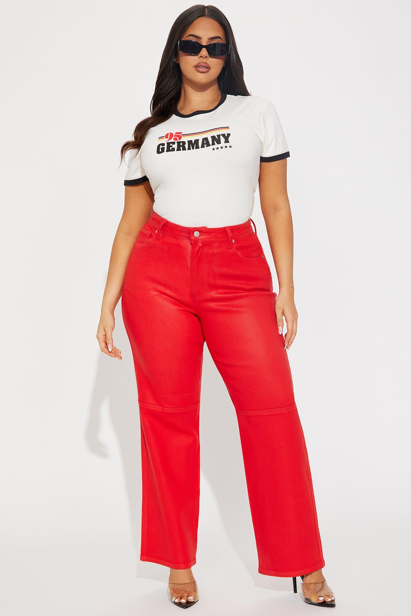 Are You In Coated Straight Leg Pant - Red Product Image