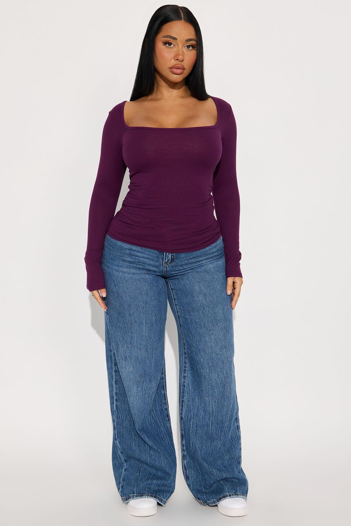 Issa Ribbed Top - Plum Product Image