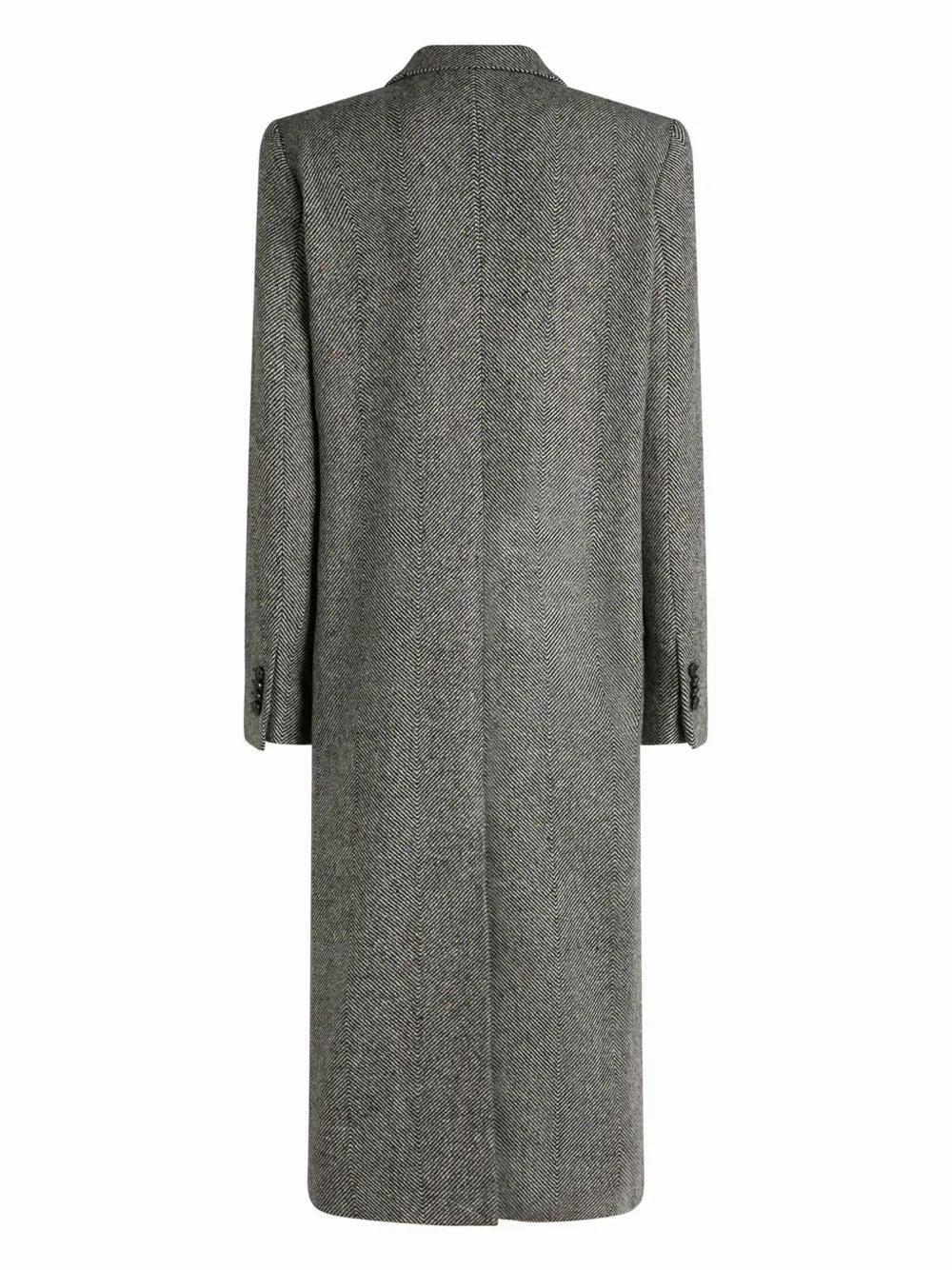 herringbone-pattern double-breasted coat  Product Image