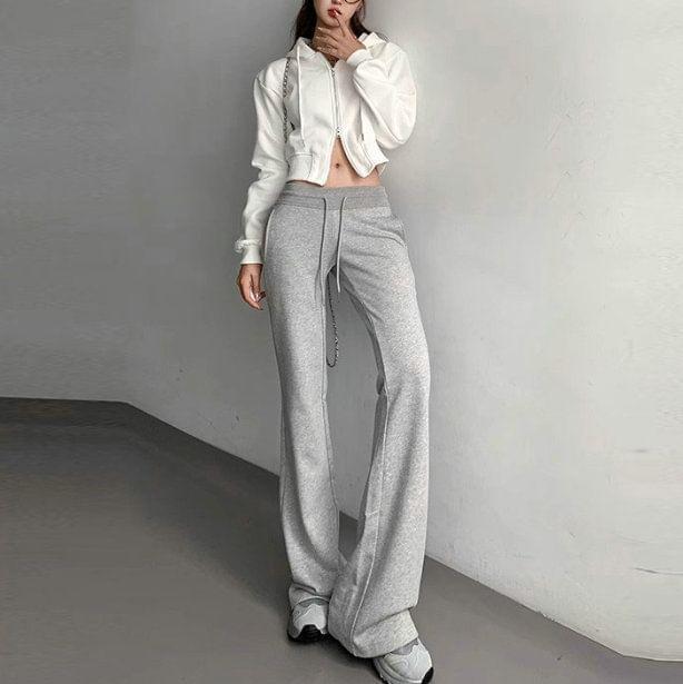 High Waist Plain Flared Sweatpants Product Image