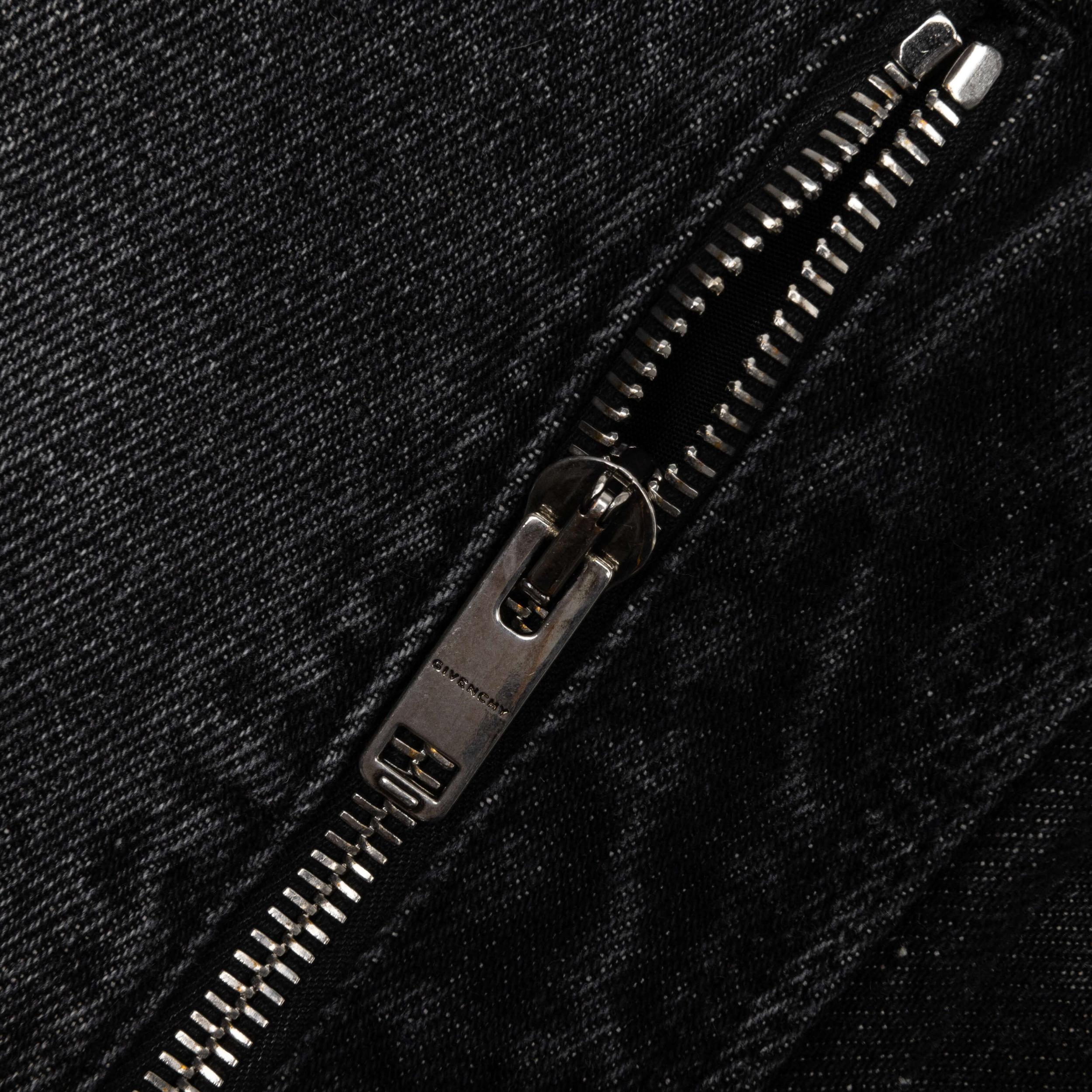 Slim Fit Denim W/ Zips - Black/White Male Product Image