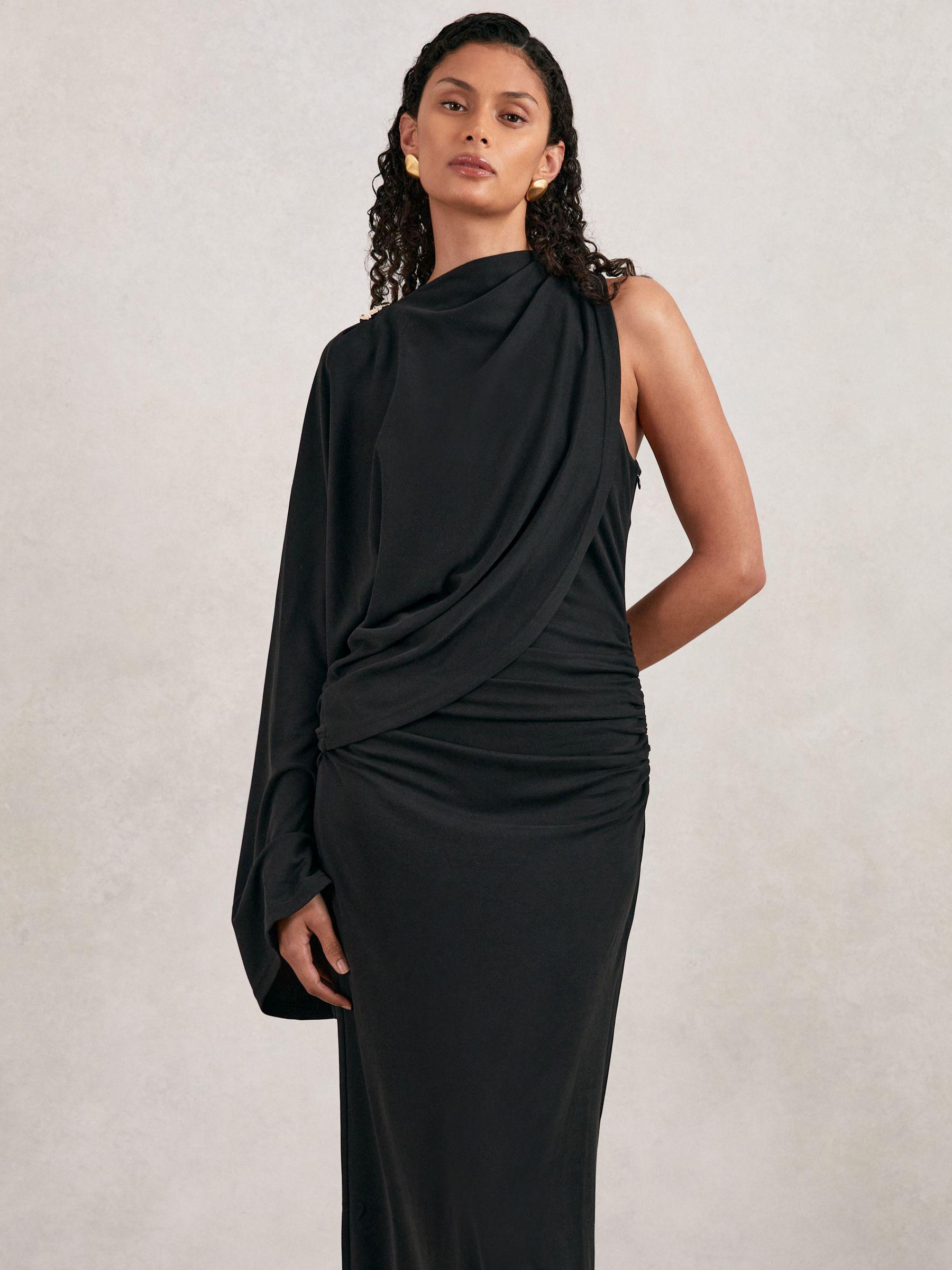 Acler Jersey Draped Midi Dress in Black Product Image