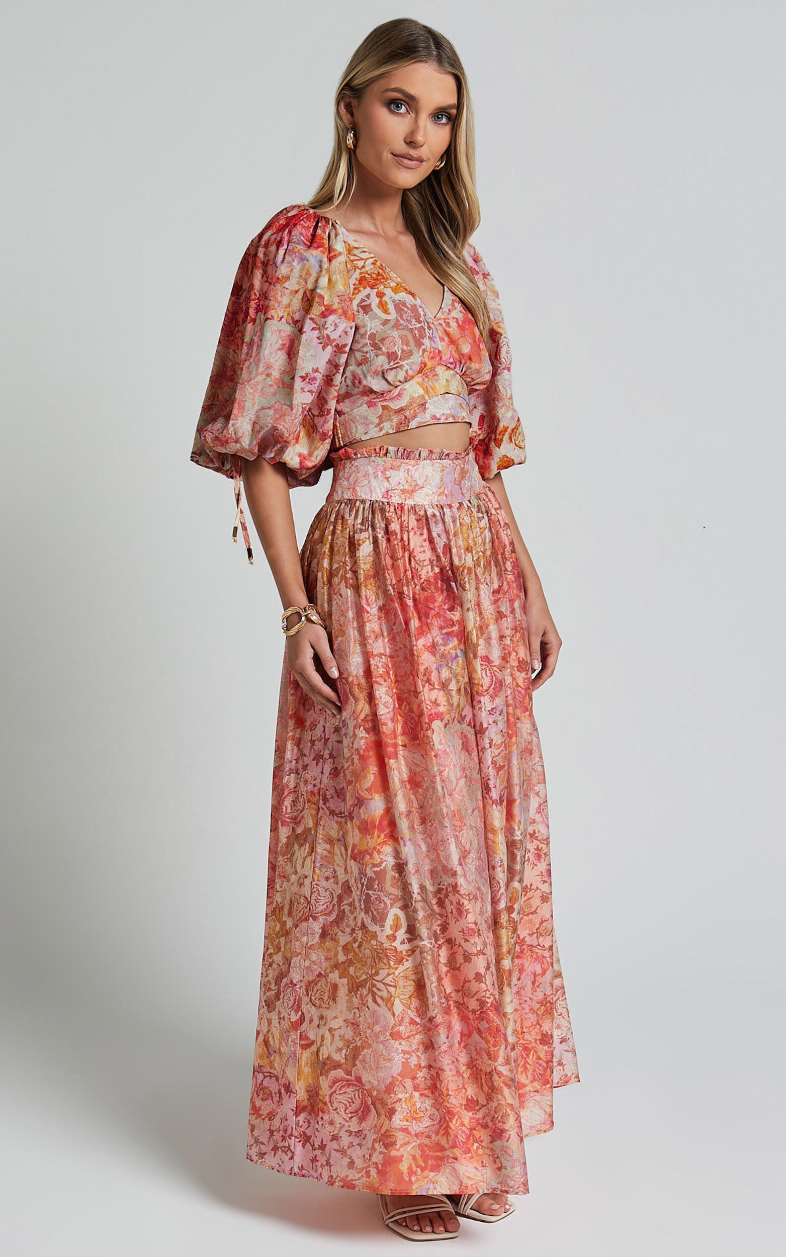 Amalie The Label - Valentina Paper Bag Gathered Waist Maxi Skirt in Morocco Print Product Image