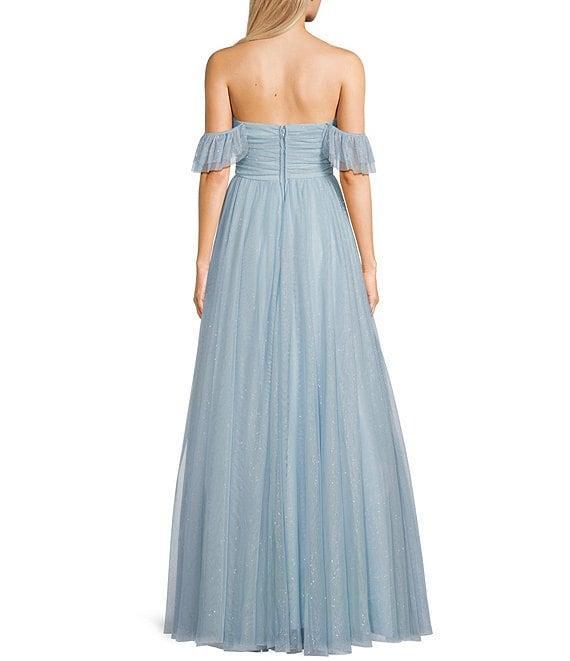 City Vibe Of-The-Shoulder Ruched Bodice Long Dress Product Image