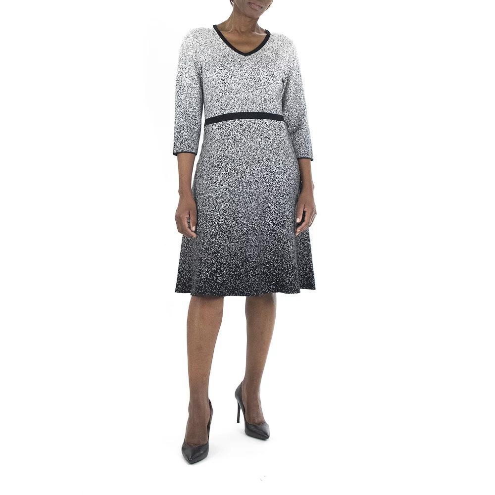 Women's Nina Leonard Ombre Sweater Dress, Size: Medium, Black Product Image