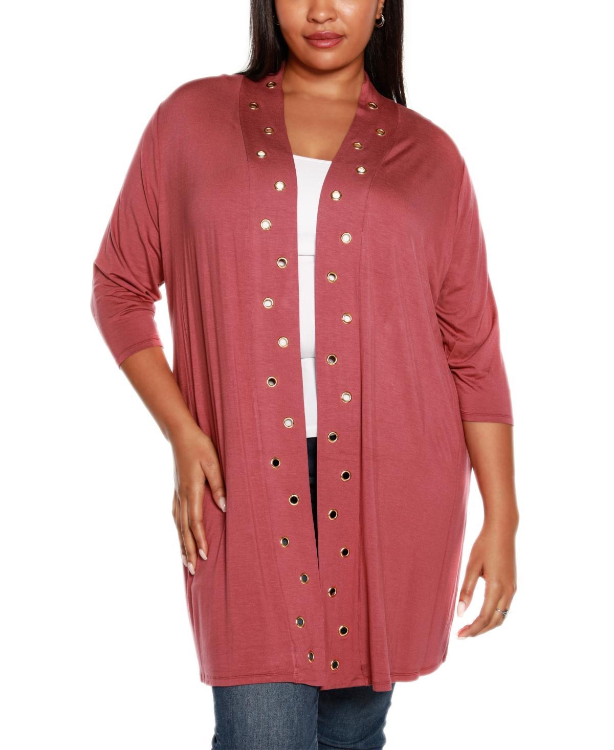 Belldini Plus Size Grommet-Trim Duster Cardigan Product Image