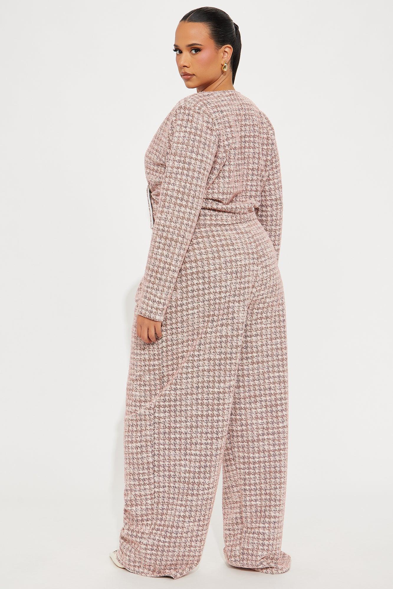 So Prestige Knit Tweed Pant Set - Pink Product Image