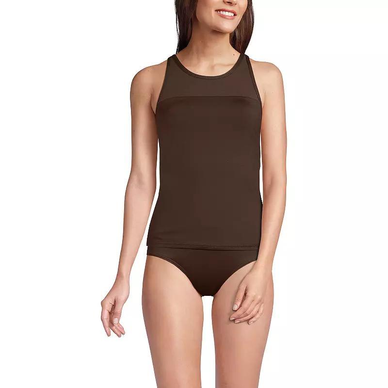 Women's Lands' End Chlorine Resistant Smoothing Control Tankini Swim Top, Size: 6, Bright Cerulean Geo Product Image