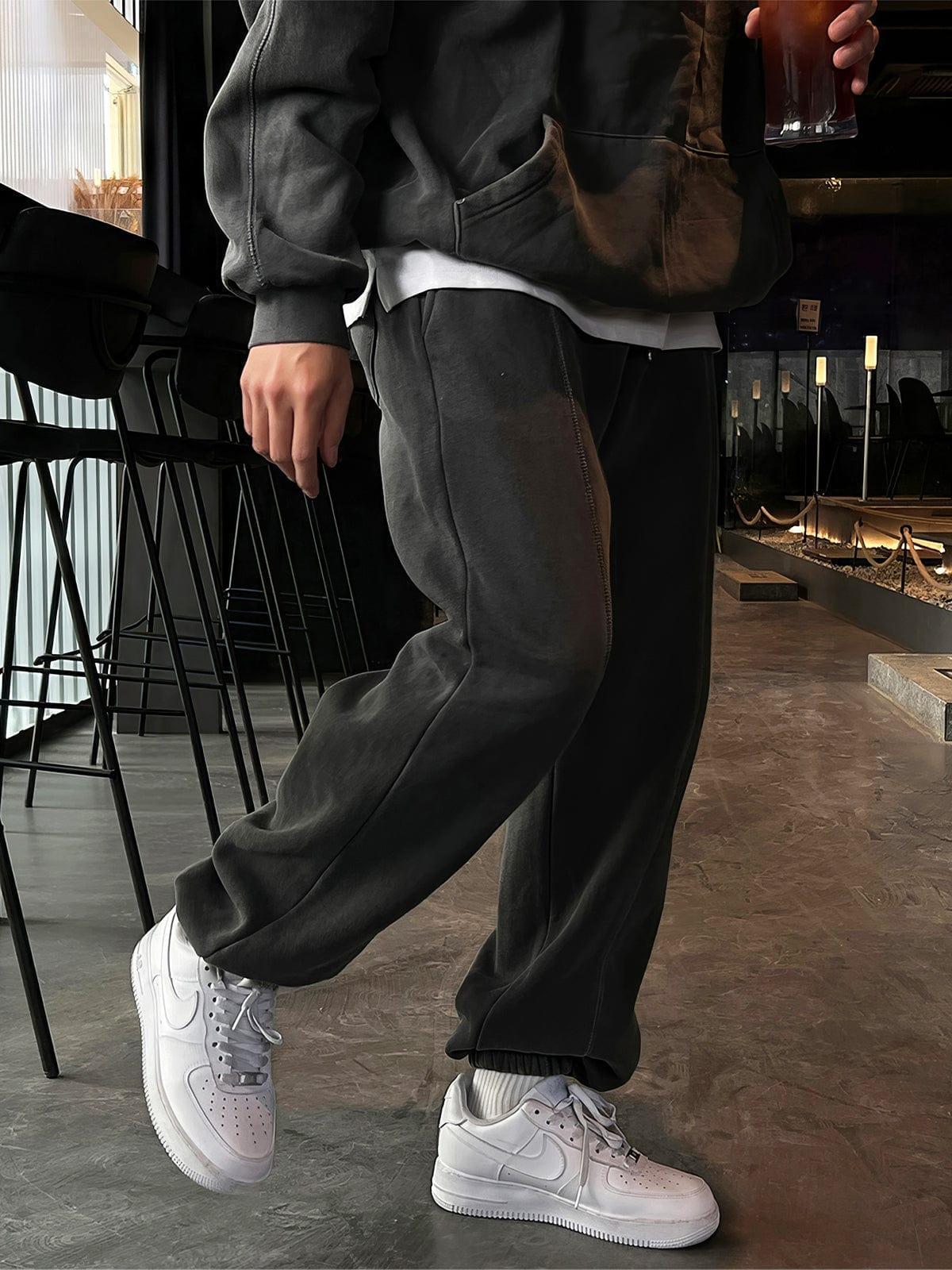 RT No. 12455 DARK GRAY HALF ZIPPER SWEATER & SWEATPANTS Product Image