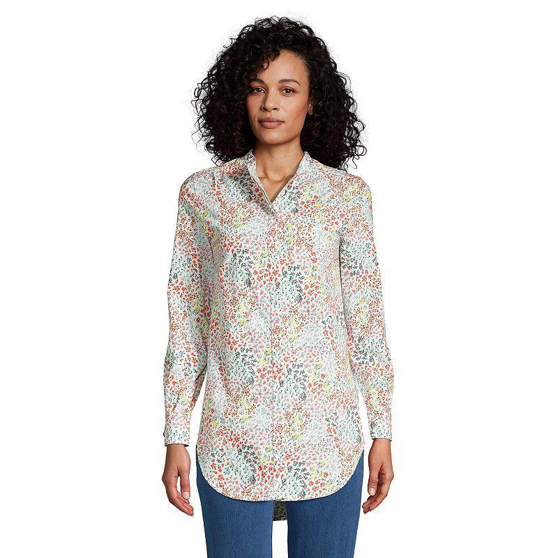 Petite Lands' End Poplin A-line Tunic Shirt, Women's, Size: Small Petite, White Product Image