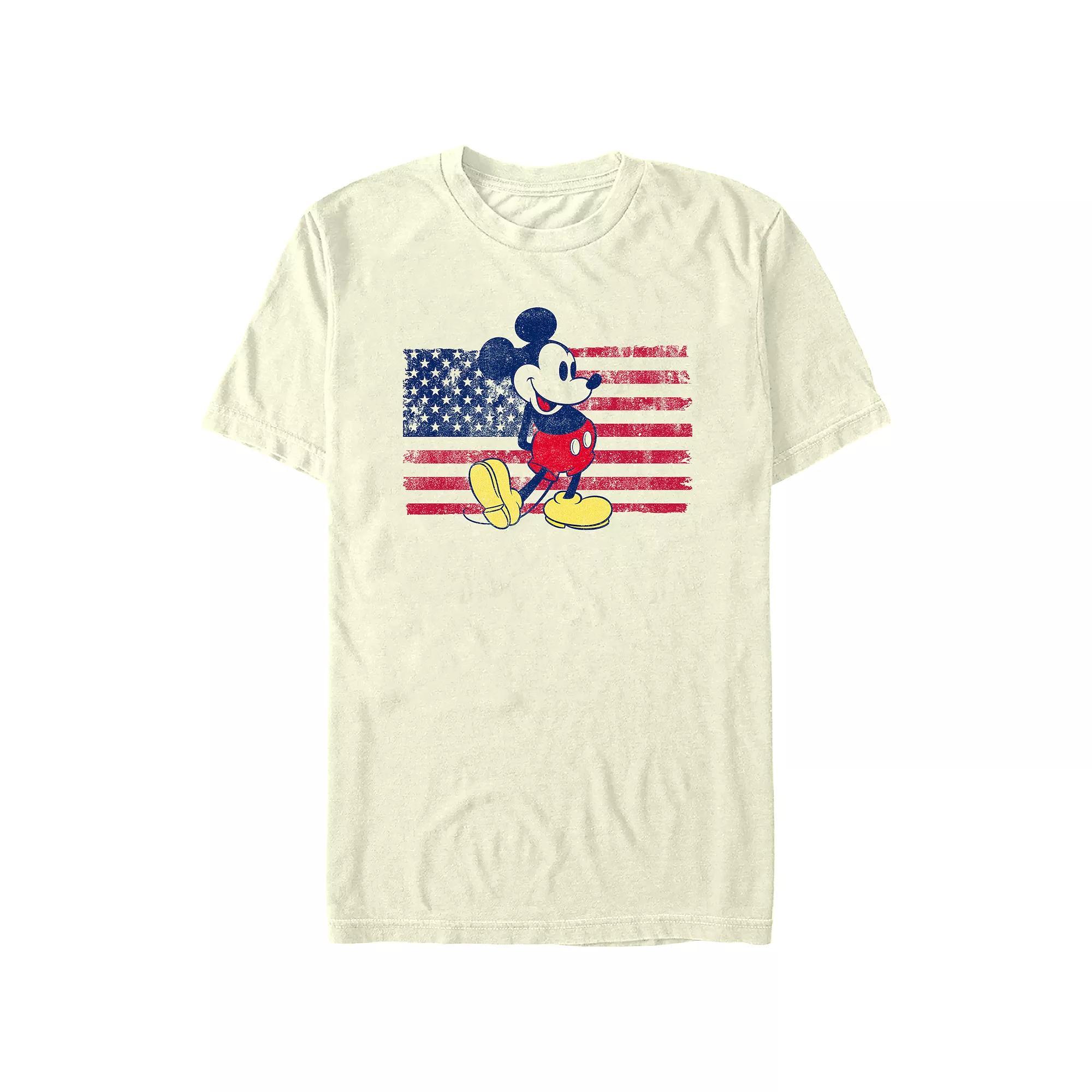 Disney's Mickey Mouse Men's USA Flag Graphic Tee, Size: Medium, Natural Product Image
