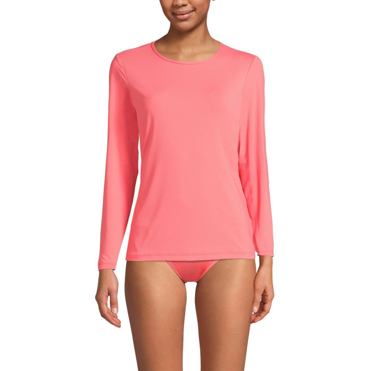 Plus Size Lands' End UPF 50 Long Sleeve Rash Guard, Women's, Size: 2XL, Blue Mini Stripe Product Image