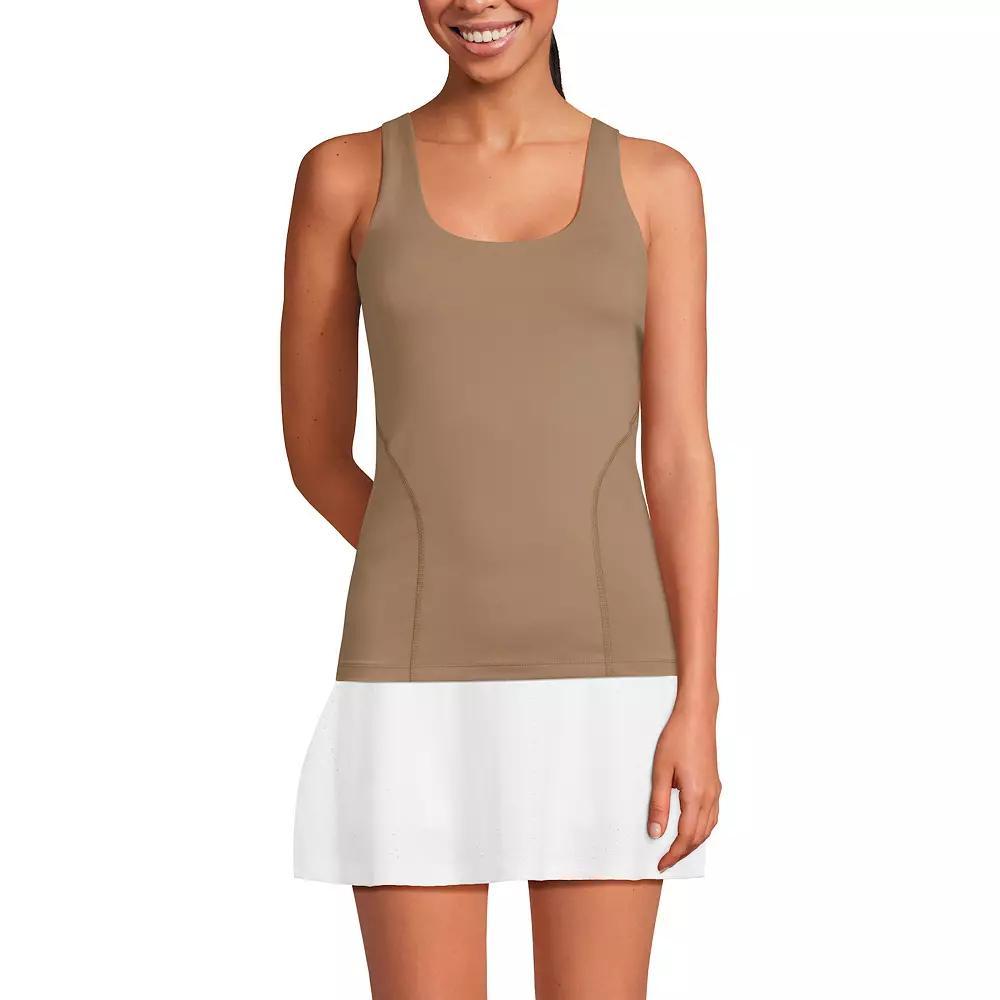 Women's Lands' End High Impact Scoop Neck Active Tank Top, Size: Small, Rich Camel Product Image