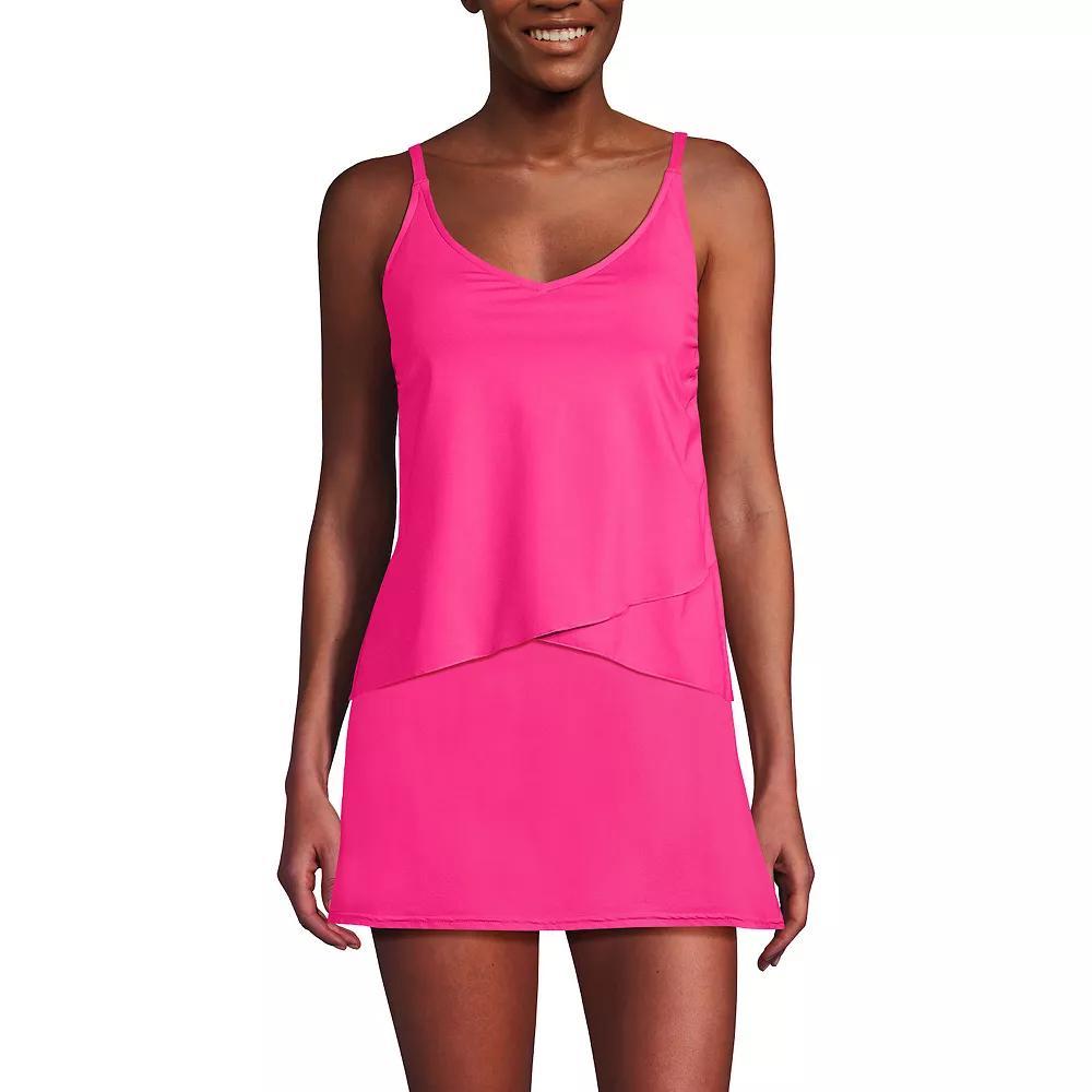 Women's Lands' End Chlorine Resistant Tulip Hem Tankini Swimsuit Top, Size: XS, Prism Pink Product Image