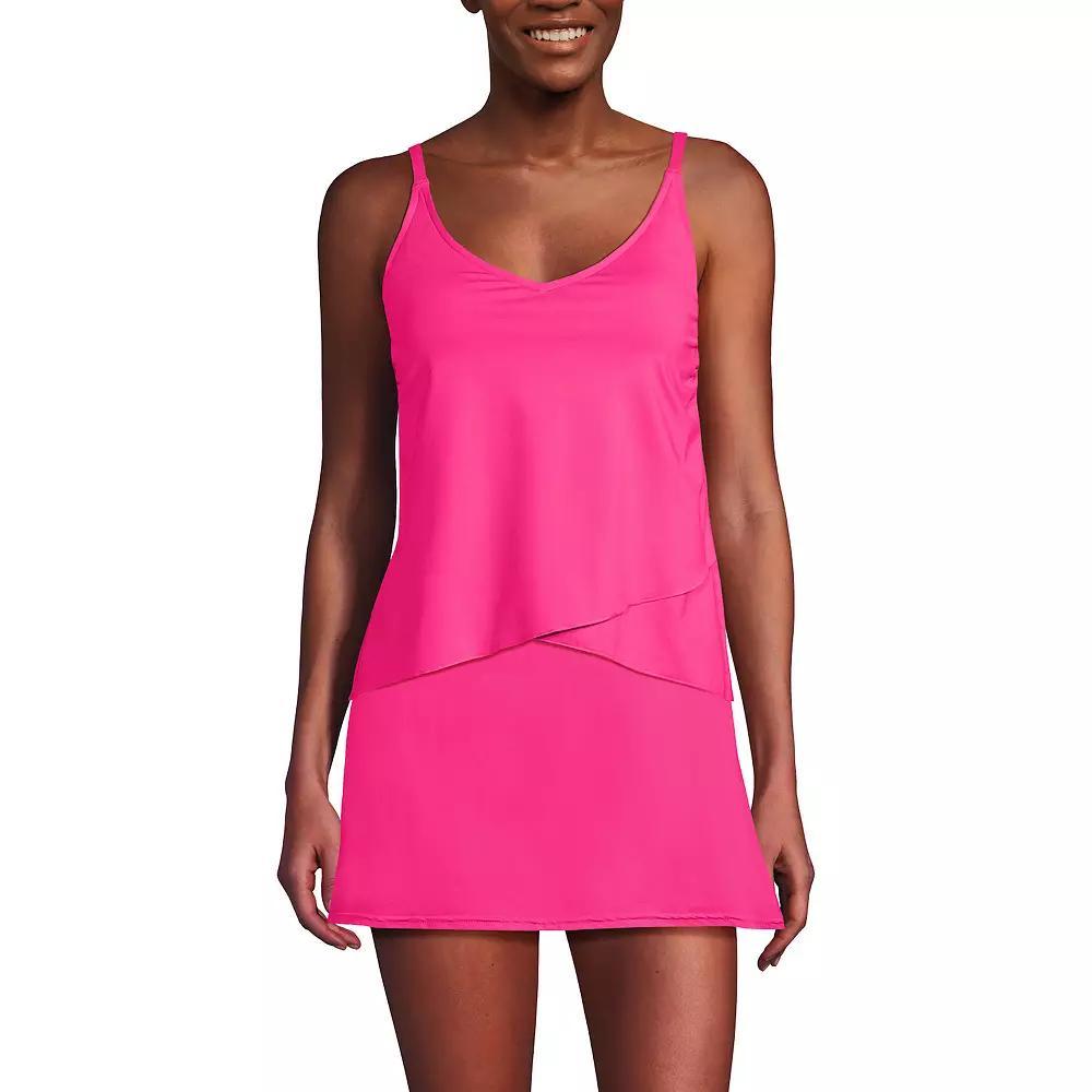 Women's Lands' End Chlorine Resistant Tulip Hem Tankini Swimsuit Top, Size: XS, Prism Pink Product Image