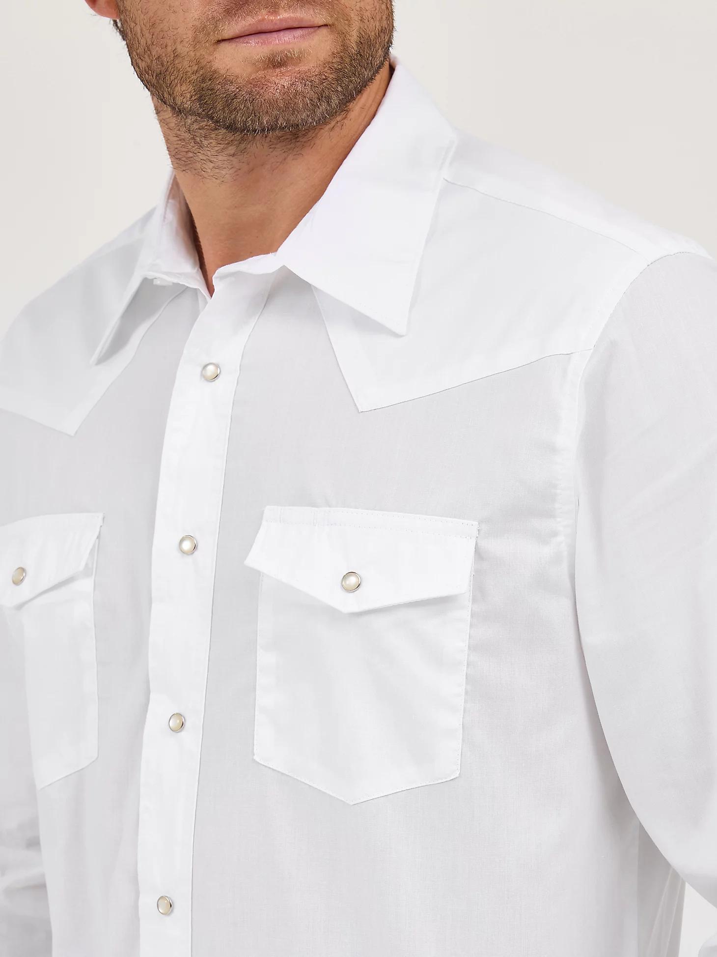 Wrangler® Western Snap Shirt - Long Sleeve Solid Broadcloth | Men's SHIRTS | Wrangler® Product Image