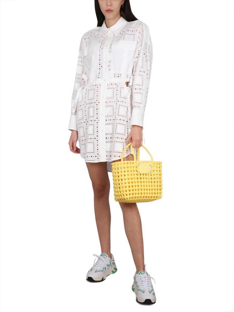 MSGM Chemisier Dress In White Product Image