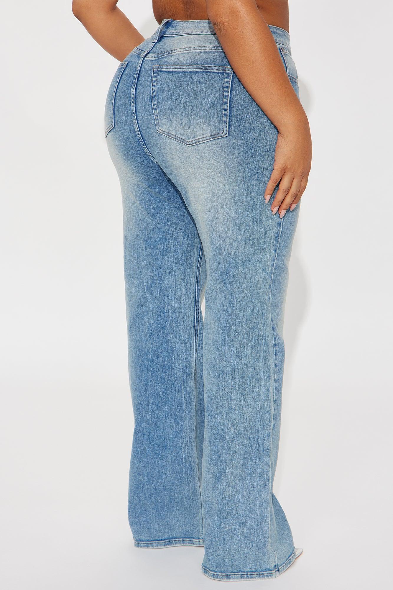 Make My Day Stretch Wide Leg Jeans - Vintage Wash Product Image