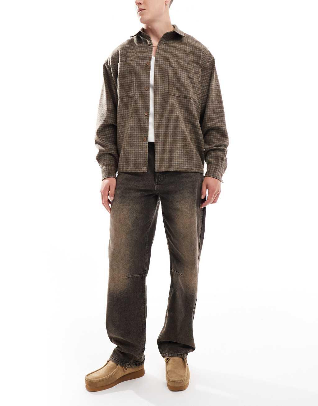 ASOS DESIGN baggy jeans with brown wash Product Image