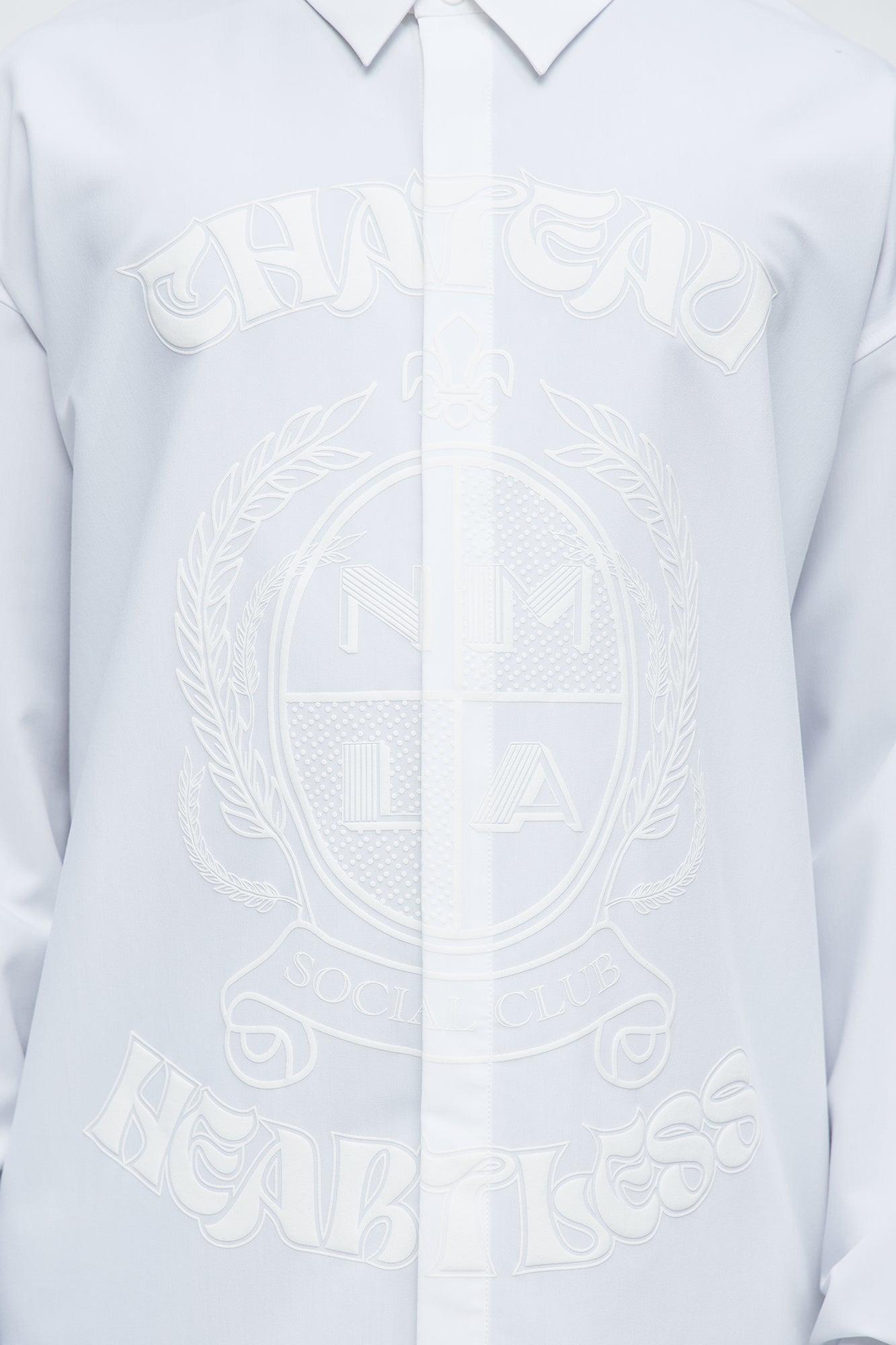 Oversized Relaxed Chateau Long Sleeve Button Up Shirt - White/combo Male Product Image