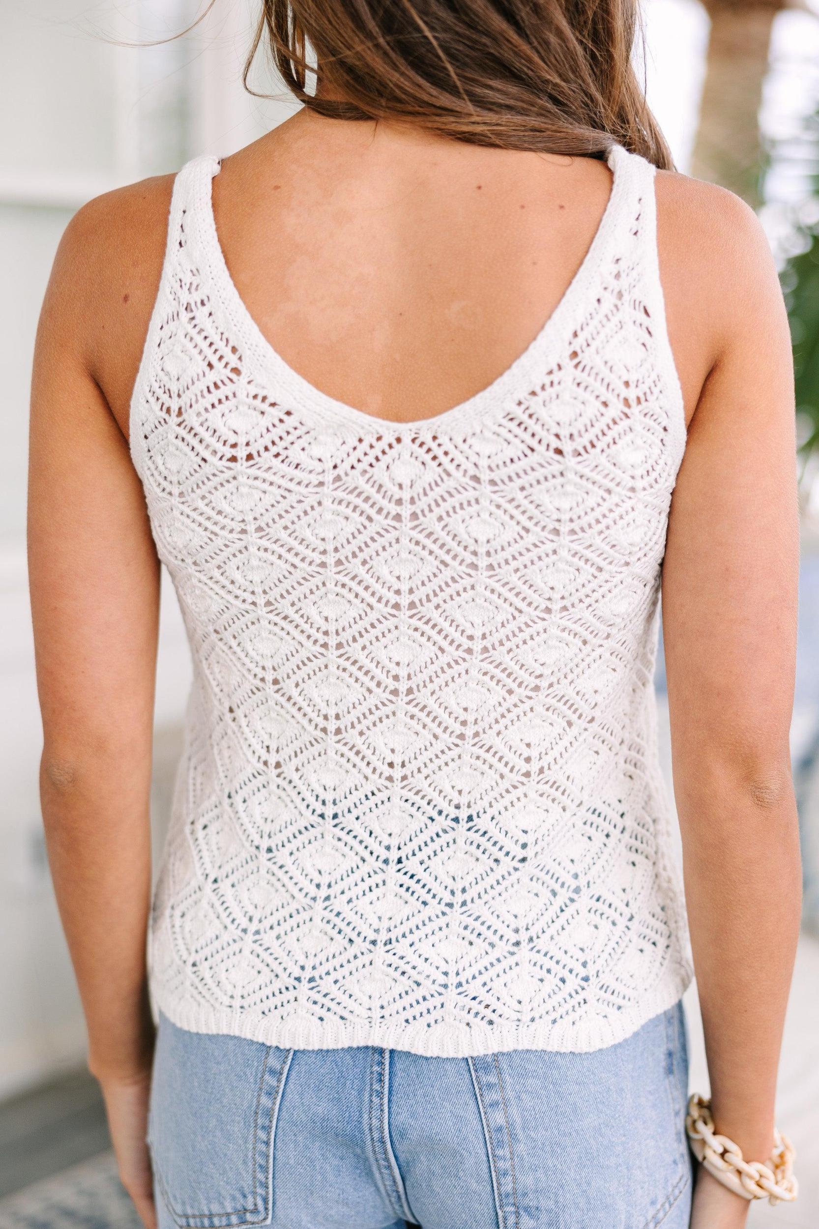 Take A Trip White Crochet Tank Female Product Image