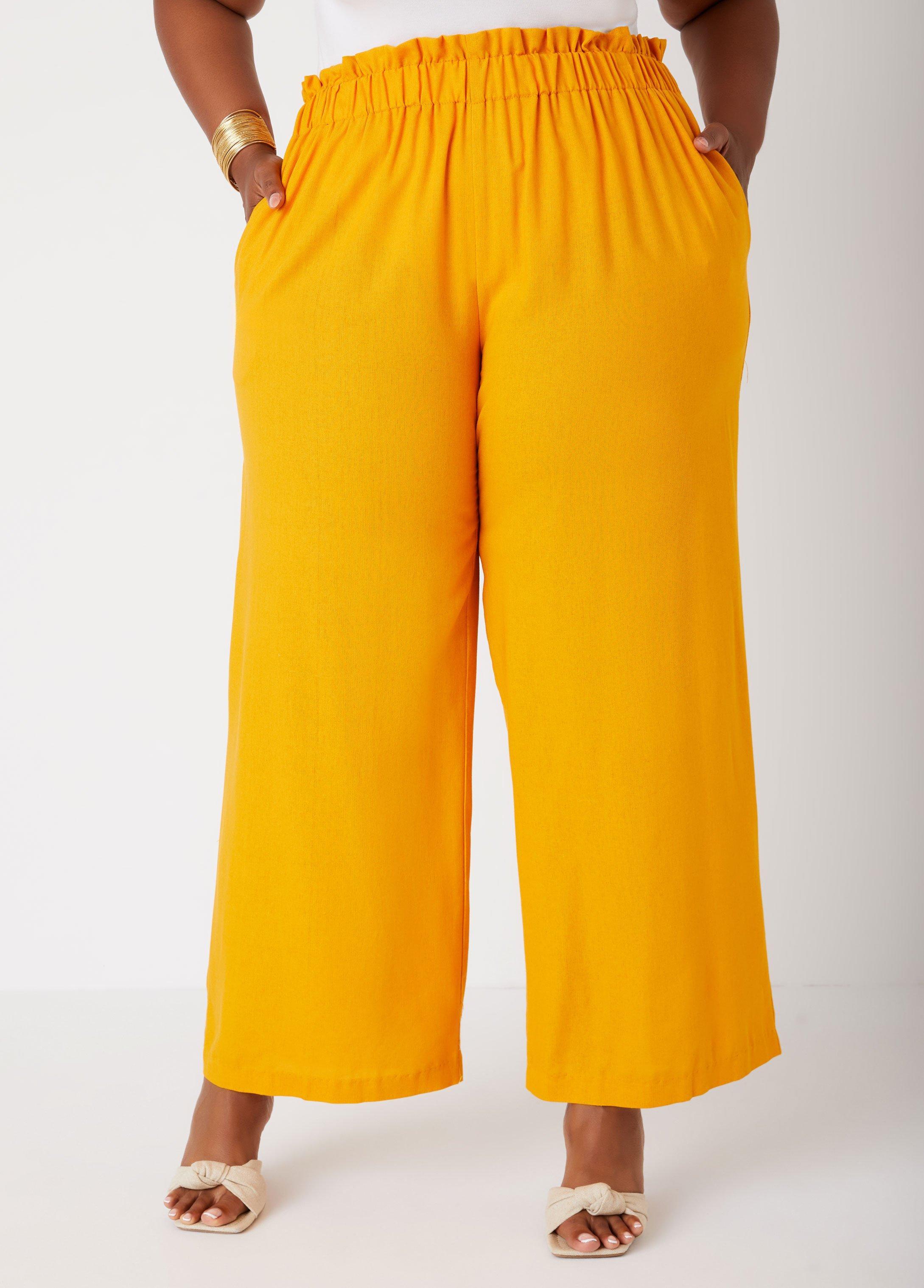 Gathered Linen Blend Pants Female Product Image