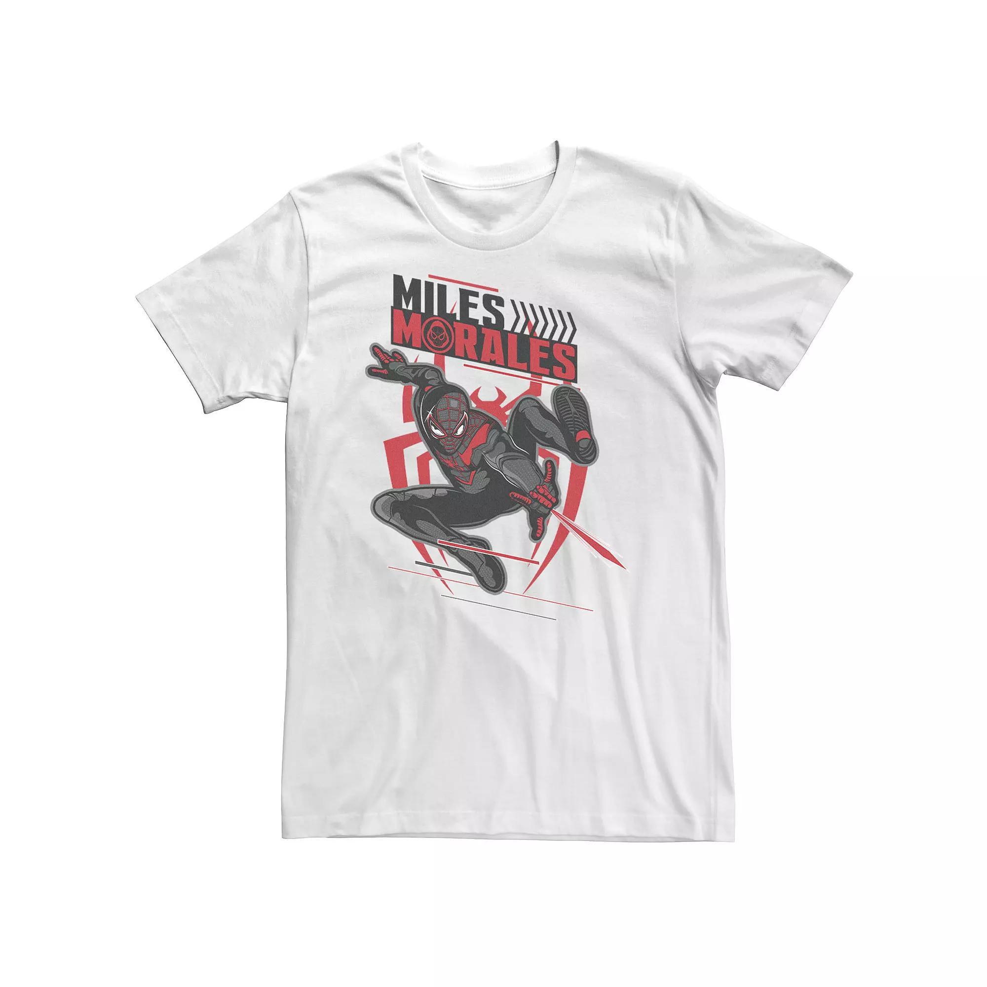 BIg & Tall Marvel Spider-Man: Miles Morales Swinging Action Shot Tee, Men's, Size: XL Tall, White Product Image