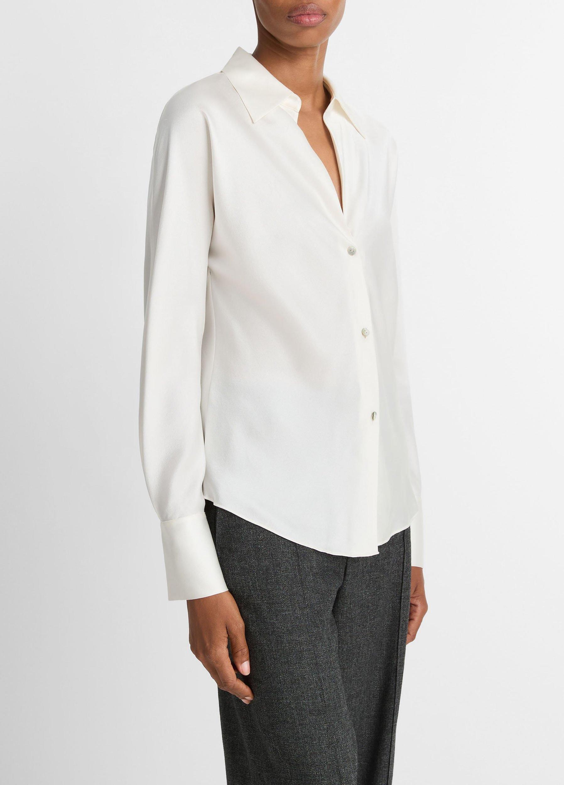 Silk Bias Long-Sleeve Blouse Product Image