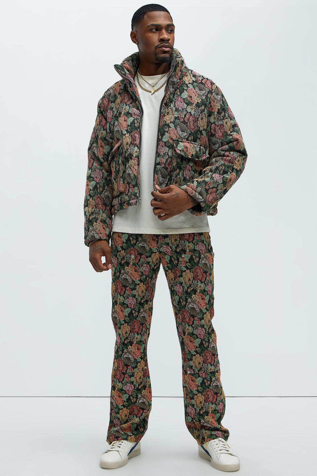 Bellevue Light Weight Cropped Tapestry Puffer - Black/combo Product Image