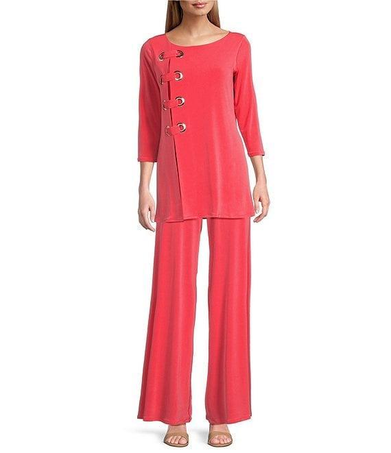 Eva Varro Knit Jersey 3/4 Sleeve Side Grommet Detail Tunic Product Image