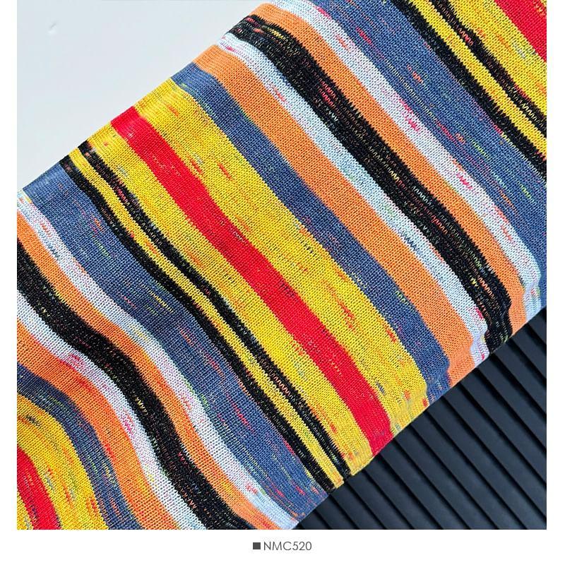 Sleeveless Rainbow-Striped V-Neck Midi Dress Product Image