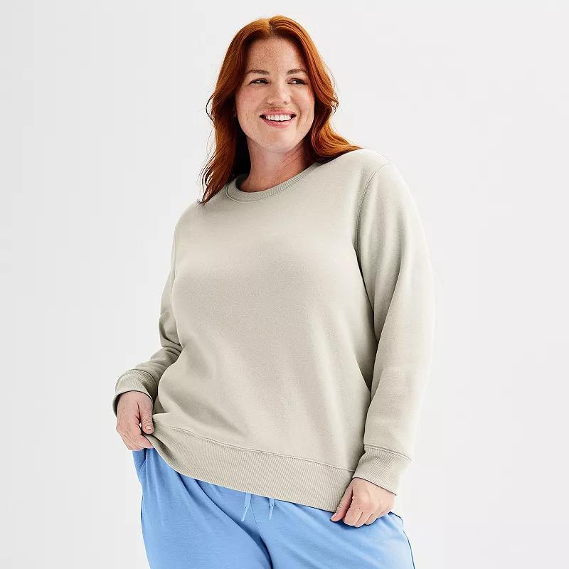 Plus Size Tek Gear® Ultrasoft Fleece Crewneck Sweatshirt, Women's, Size: 2XL, Mineral Black Product Image