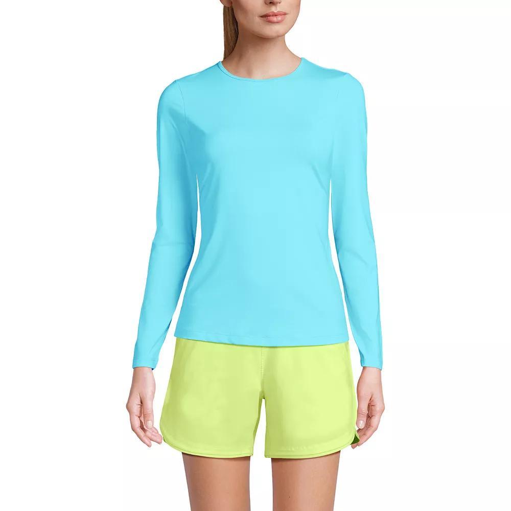 Women's Lands' End UPF 50 Long Sleeve Rash Guard, Size: XL, River Blue Product Image
