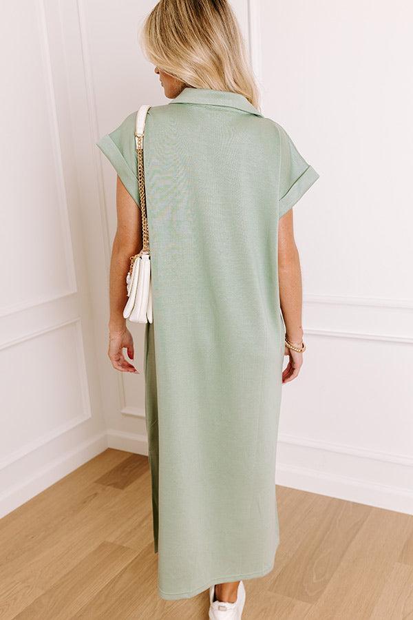 Cue The Casual T-shirt Midi Dress in Sage Product Image