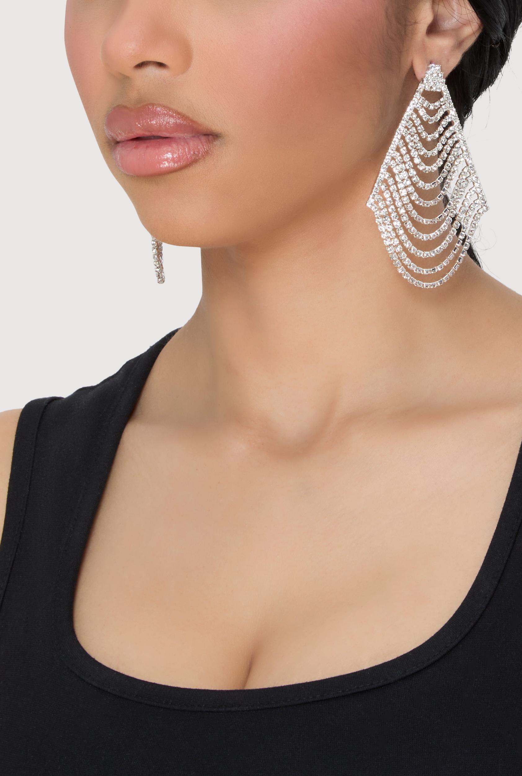 Rhinestone Kite Dangle Earrings Female Product Image