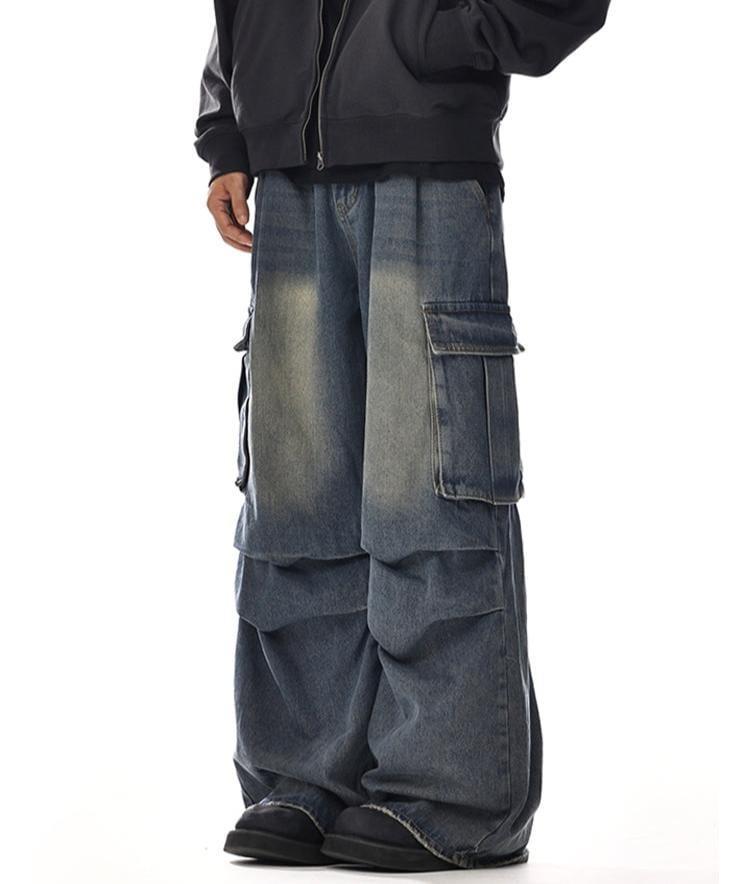 RT No. 12049 BLUE BAGGY STRAIGHT DENIM JEANS Product Image