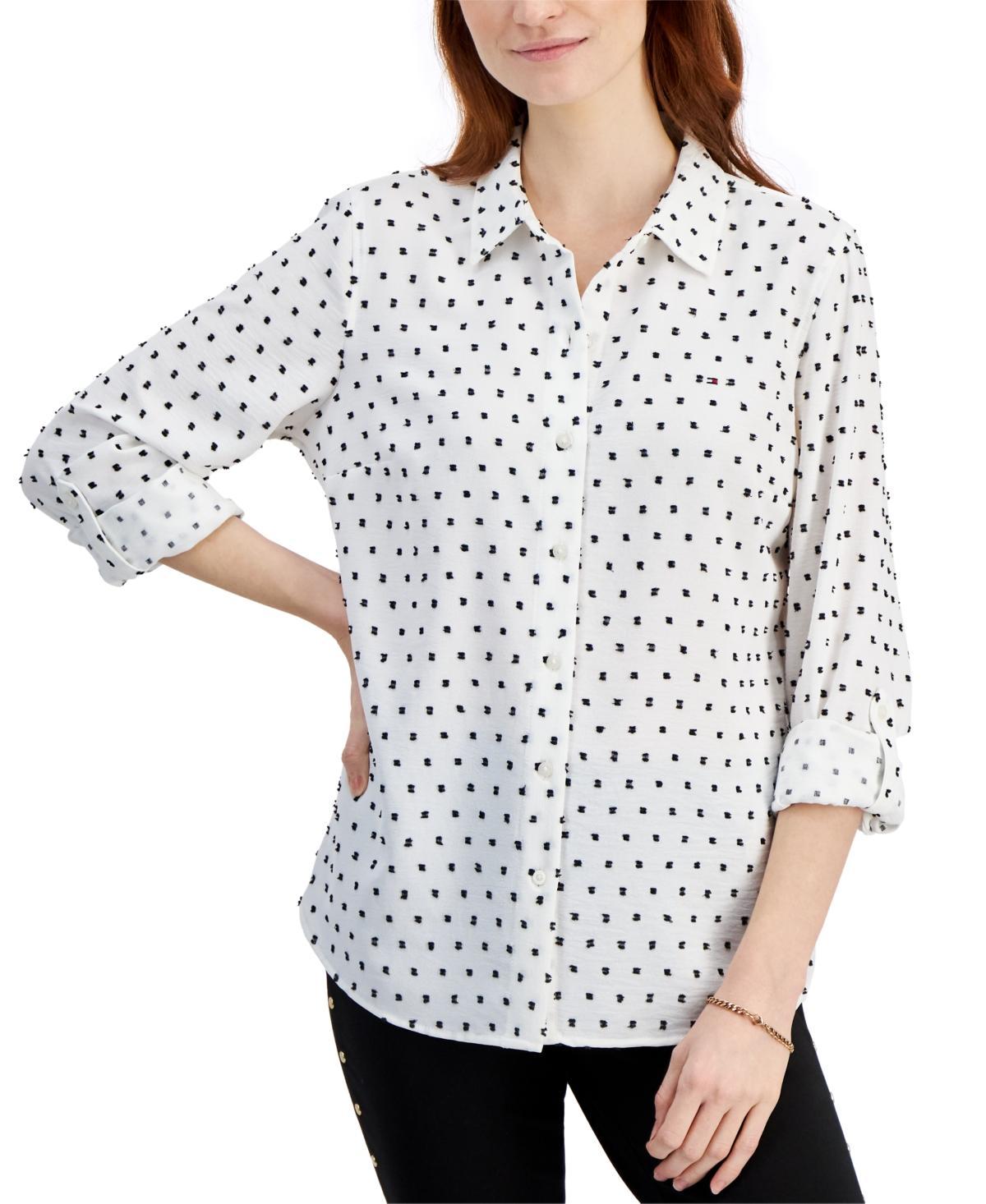 Tommy Hilfiger Conga Clip Roll Tab Ivory) Women's Clothing Product Image