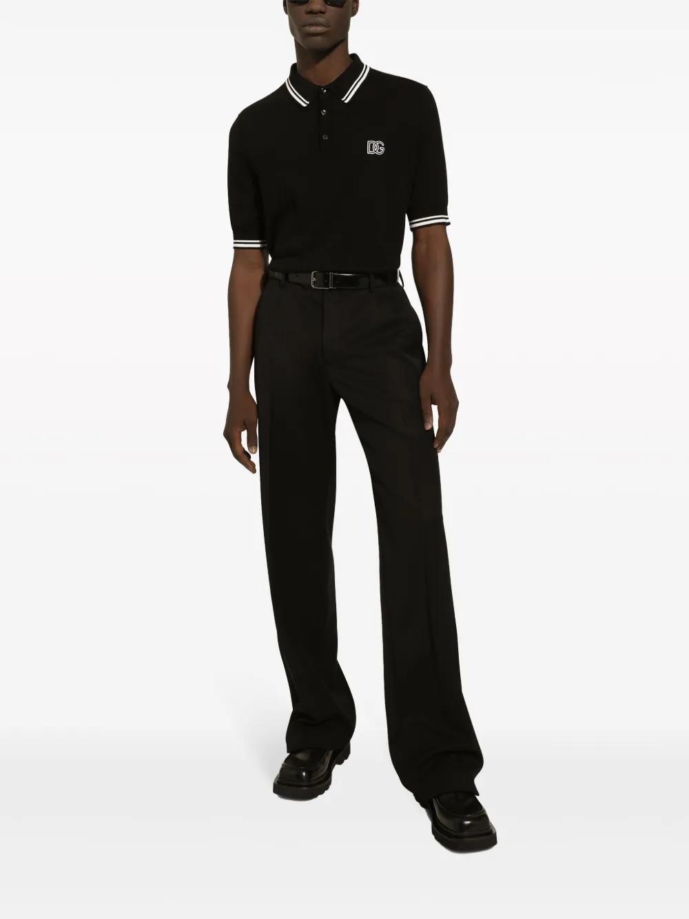logo-embroidered stripe-detail polo shirt Product Image