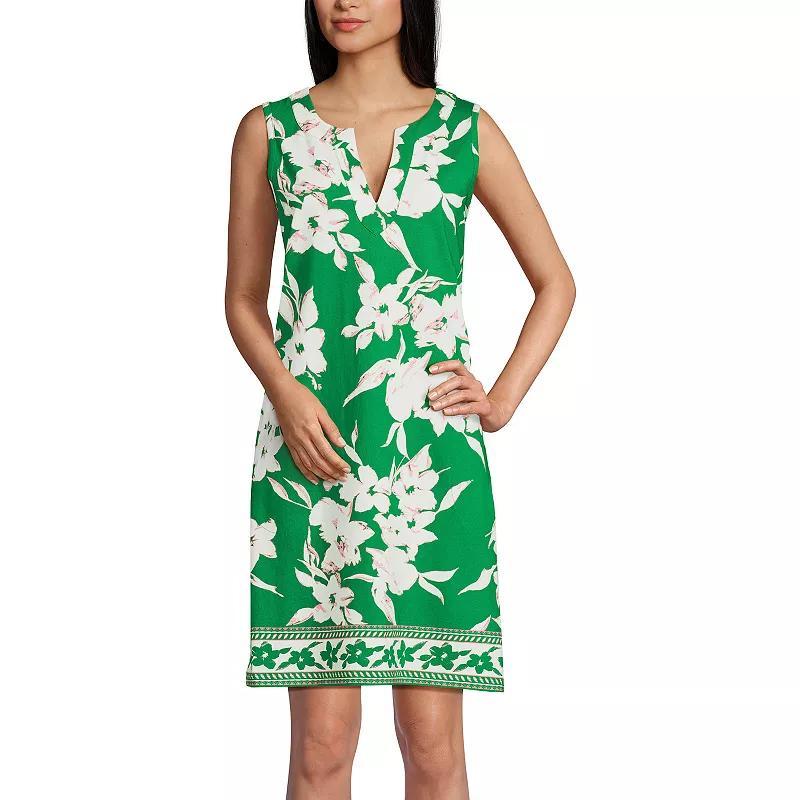 Women's Lands' End Splitneck Swim Cover-Up Dress, Size: Medium, Navy White Paisley Product Image