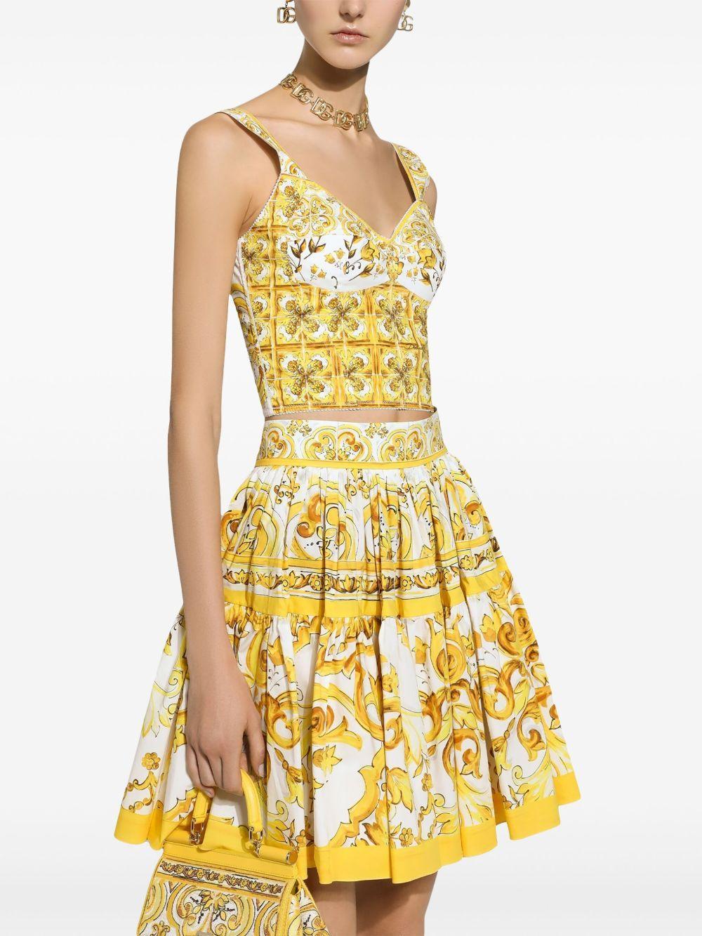 Majolica-print corset crop top Product Image