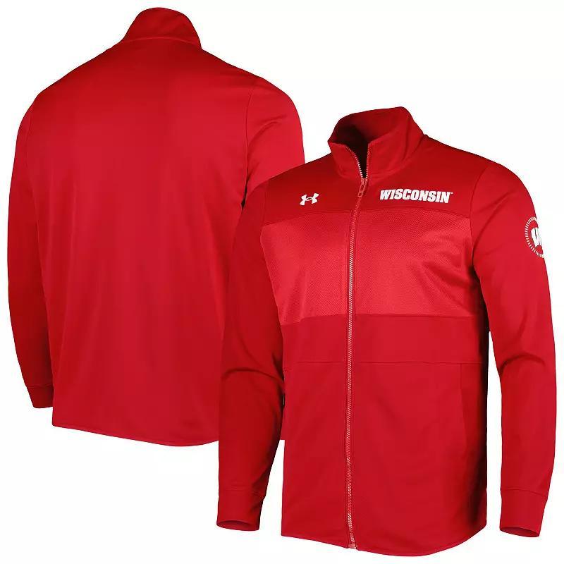 Men's Under Armour Red Wisconsin Badgers Knit Warm-Up Full-Zip Jacket, Size: Small Product Image